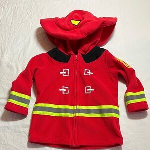 6-9M Carter's Fleece Red Hoodie Firefighter Jacket and Hat